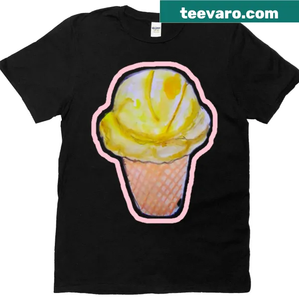 Watercolor illustration of banana ice-cream on a T-shirt