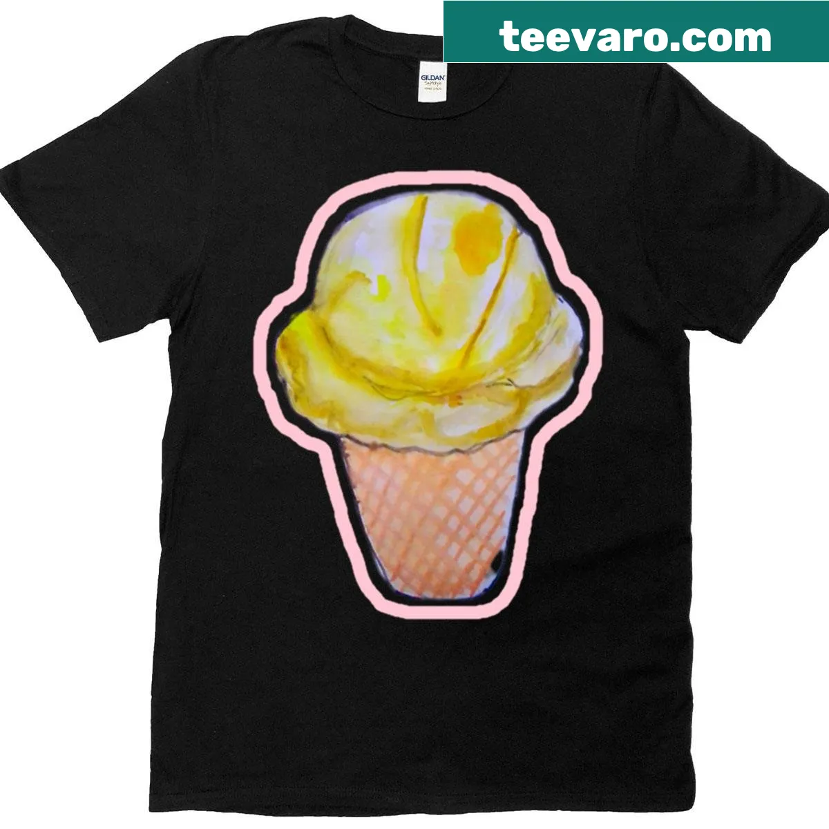 Watercolor illustration of banana ice-cream on a T-shirt — on a men's t-shirt