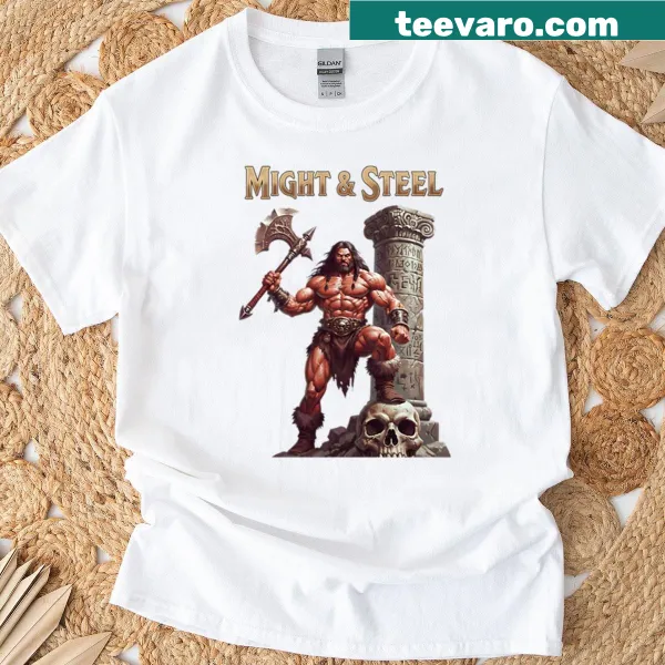 Illustration of a barbarian warrior with an axe on t-shirt