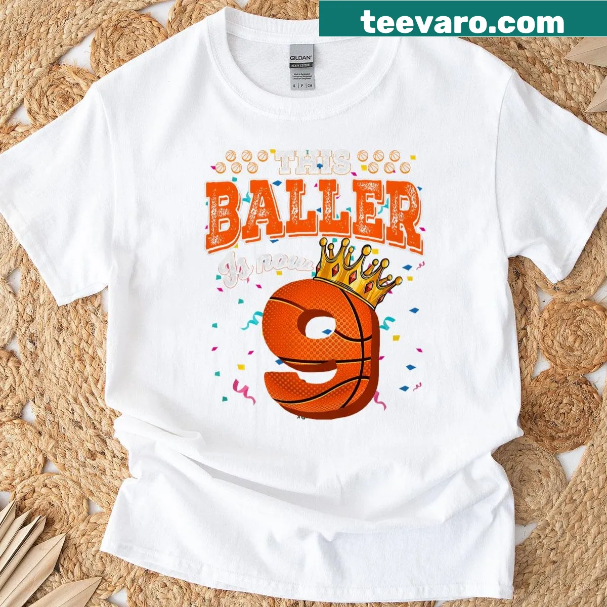 T-shirt for 9th birthday featuring basketball theme — on a men's t-shirt
