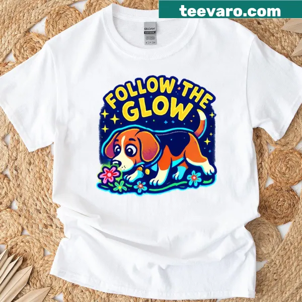Illustration of a beagle among flowers on a T-shirt