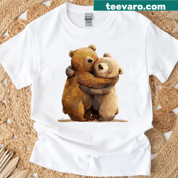 T-shirt with a cute cartoon bear hug design for nature lovers