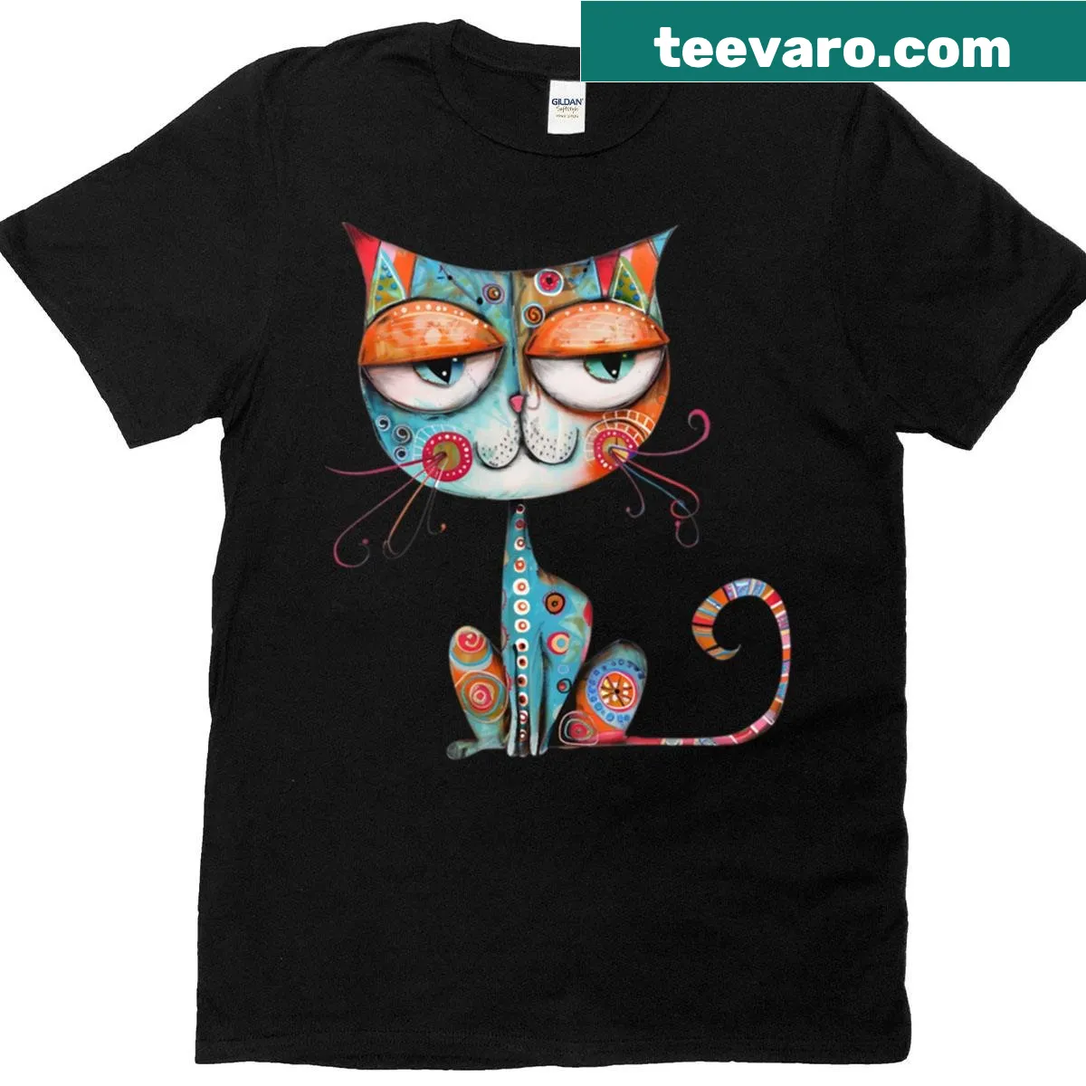 Cute illustrated cat design on a women's T-shirt — on a men's t-shirt