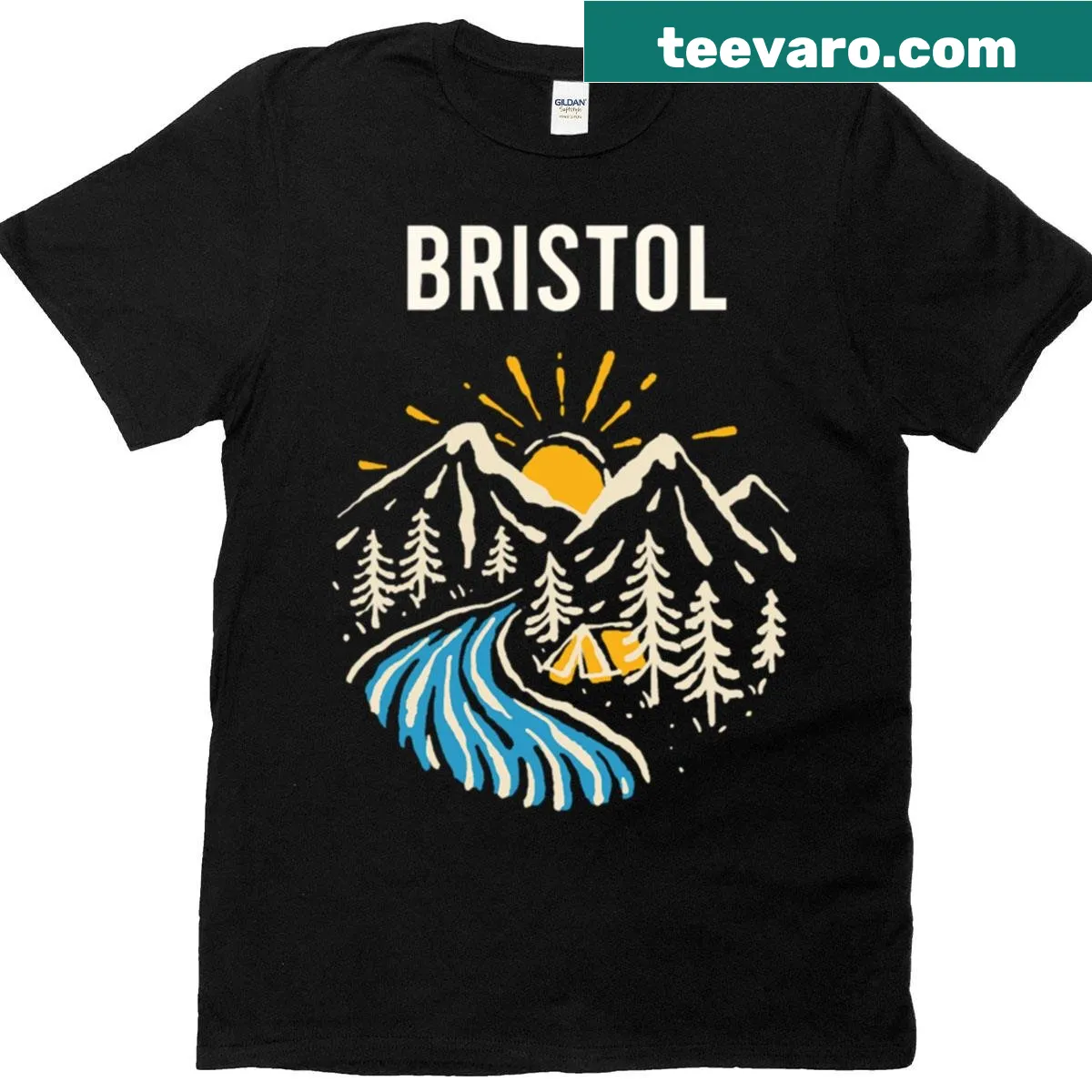 Photographic style T-shirt celebrating women's rugby in Bristol — on a men's t-shirt