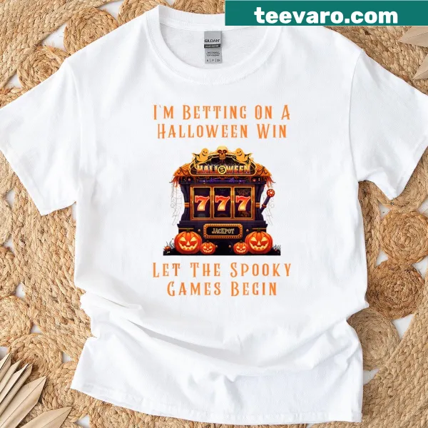 Spooky Halloween casino-themed t-shirt with jackpot design