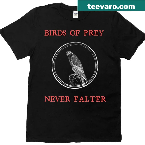 Illustrated t-shirt depicting birds of prey in flight
