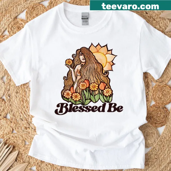 T-shirt with 'Blessed Be Goddess' design in elegant typography