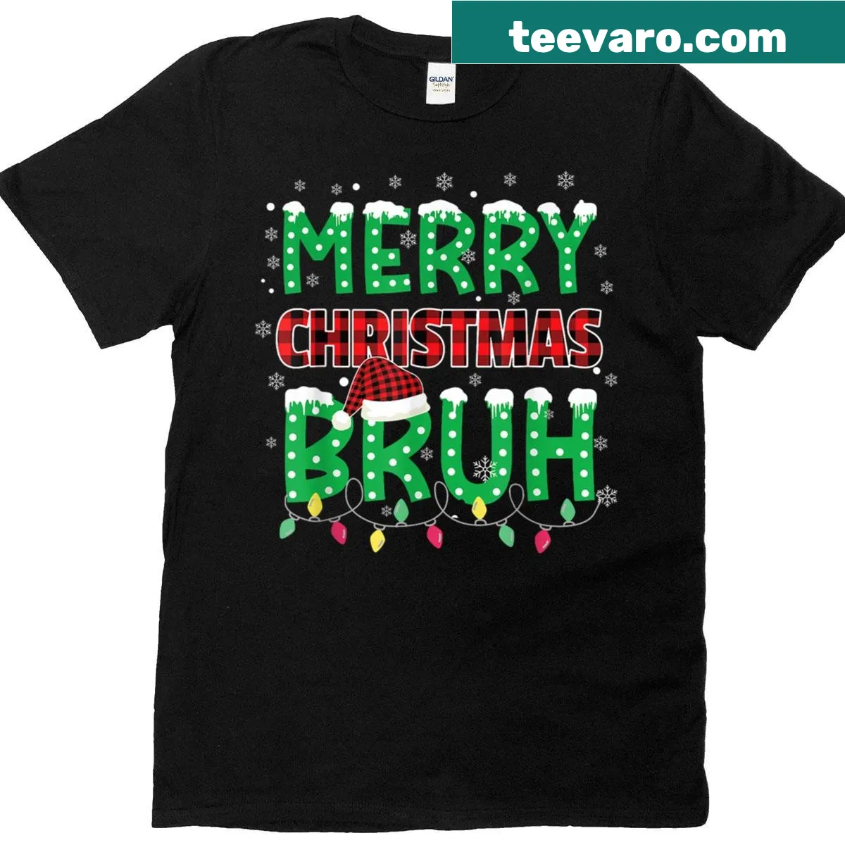 Funny Christmas tee featuring the word 'Bruh' in a playful design — on a men's t-shirt