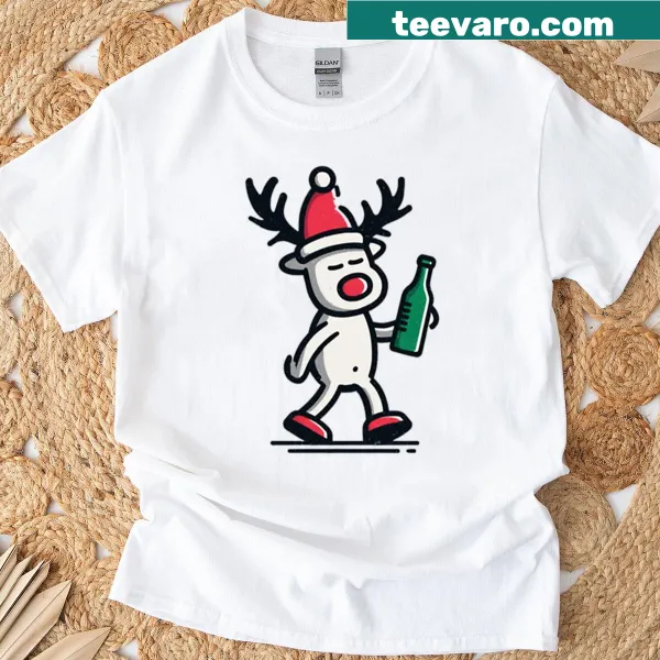 Cheerful reindeer graphic for Christmas celebrations on a T-shirt