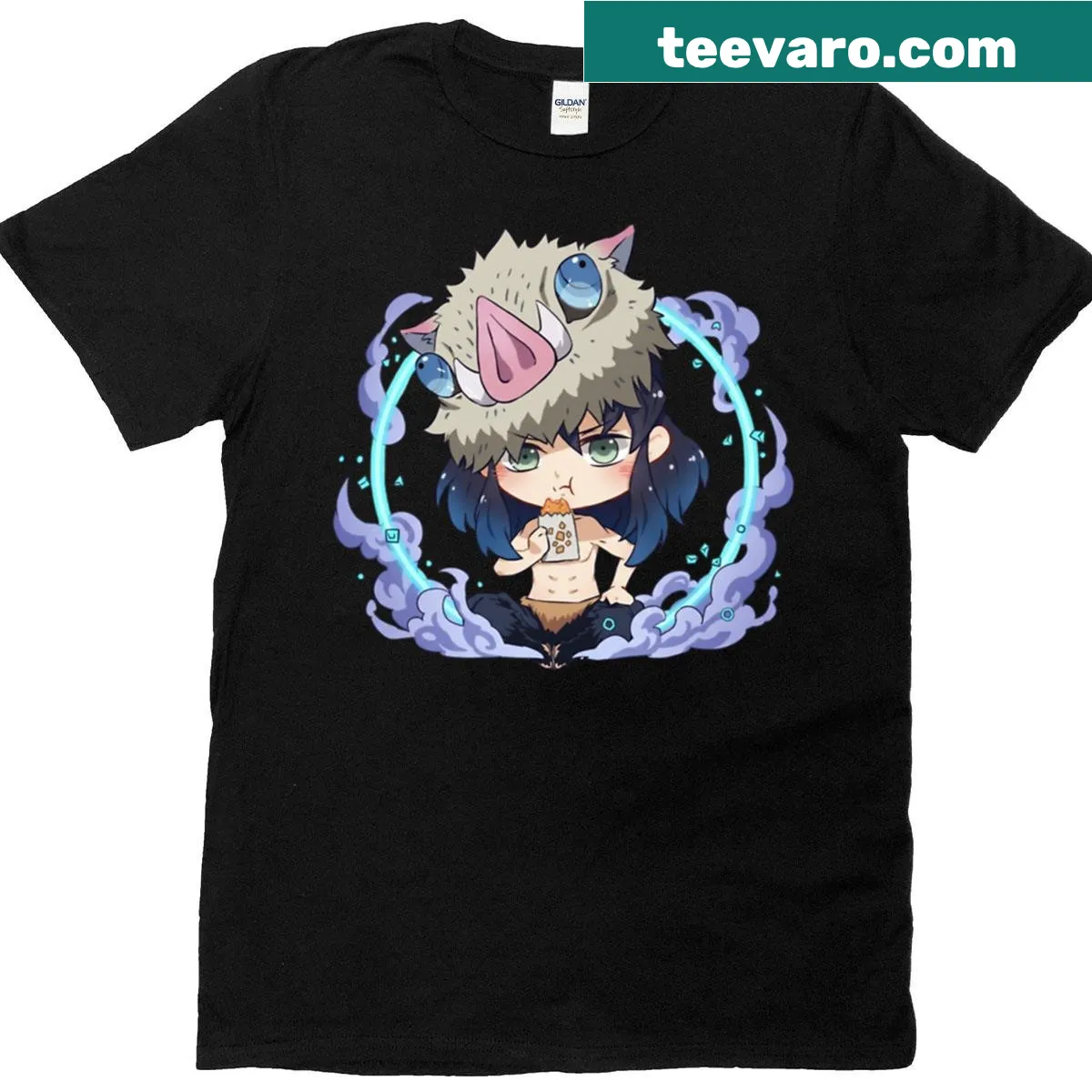 Chibi style wild boy graphic on playful children's t-shirt — on a men's t-shirt