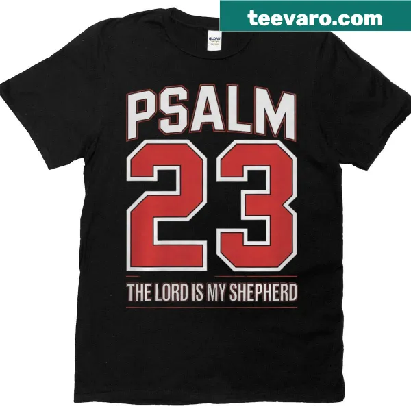 Psalm 23 Bible verse design on a faith-themed t-shirt