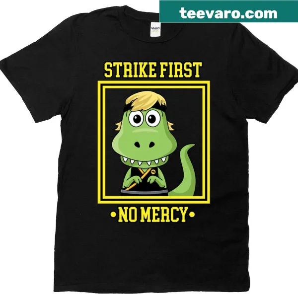 Cobra Kai inspired dinosaur graphic on playful t-shirt