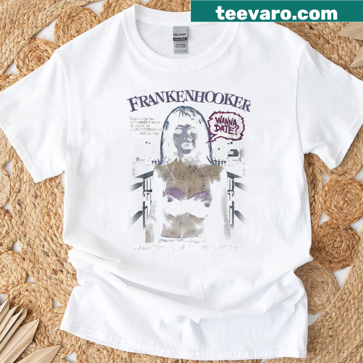 Cult horror movie comedy graphic T-shirt — on a men's t-shirt