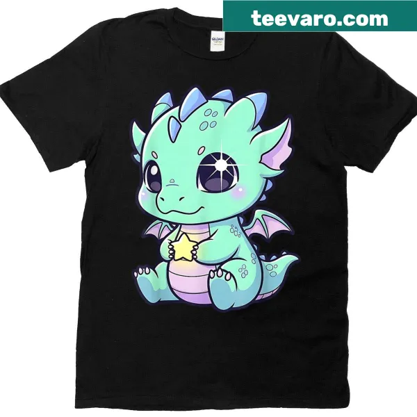 Cute baby dragon illustration in kawaii anime style