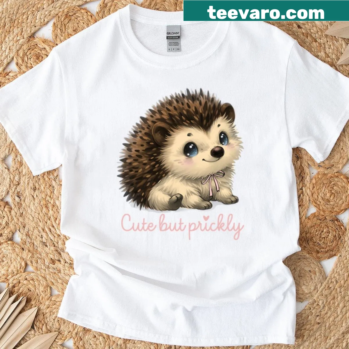 Cute hedgehog graphic T-shirt with playful design — on a men's t-shirt
