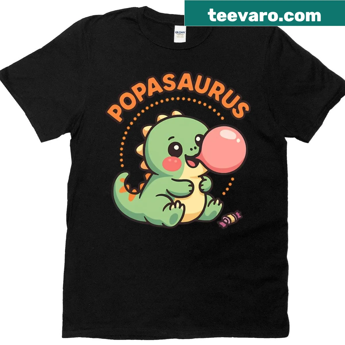 Cute cartoon dinosaur graphic on a retro style t-shirt — on a men's t-shirt