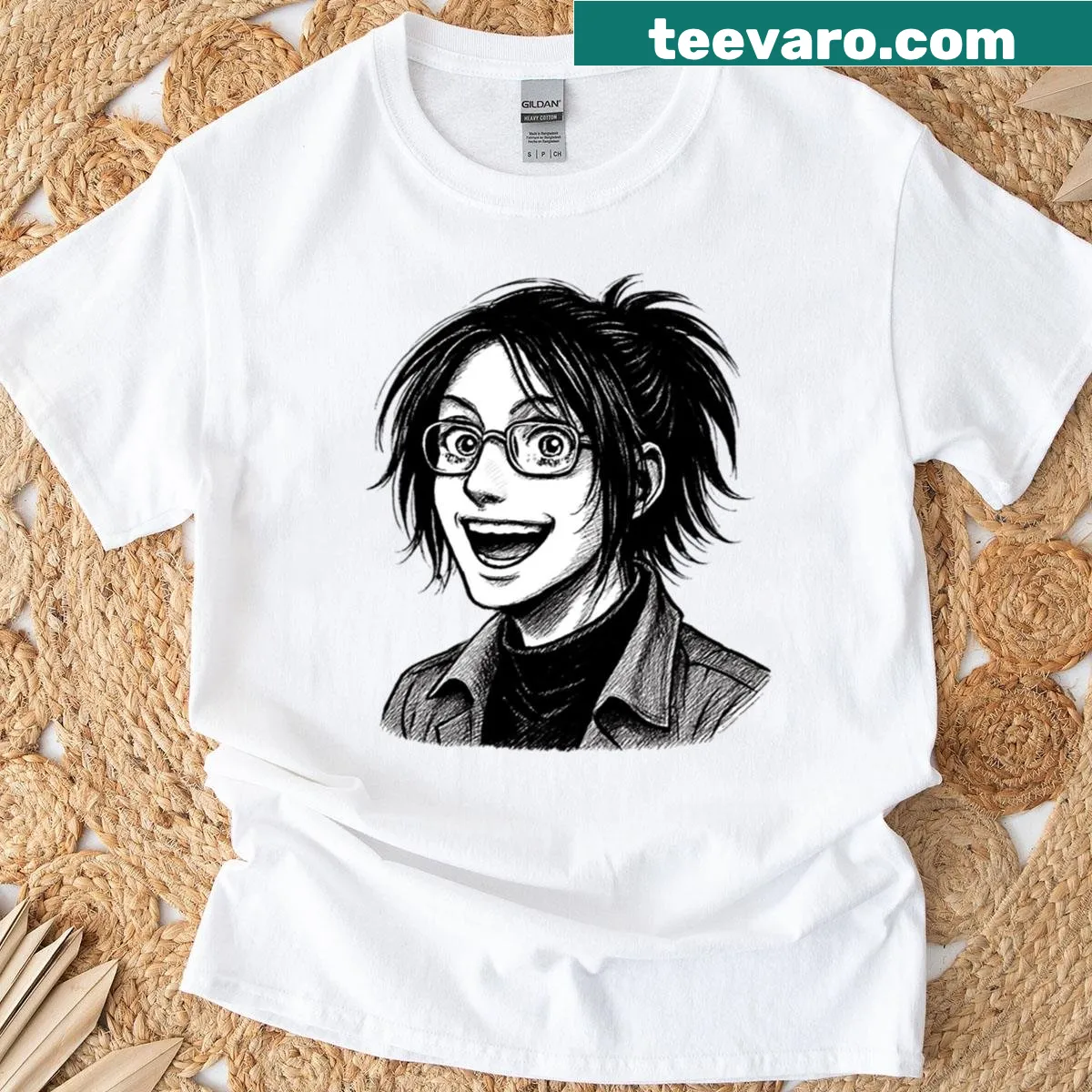 Chibi character with a heart illustration promoting dedication and love — on a men's t-shirt