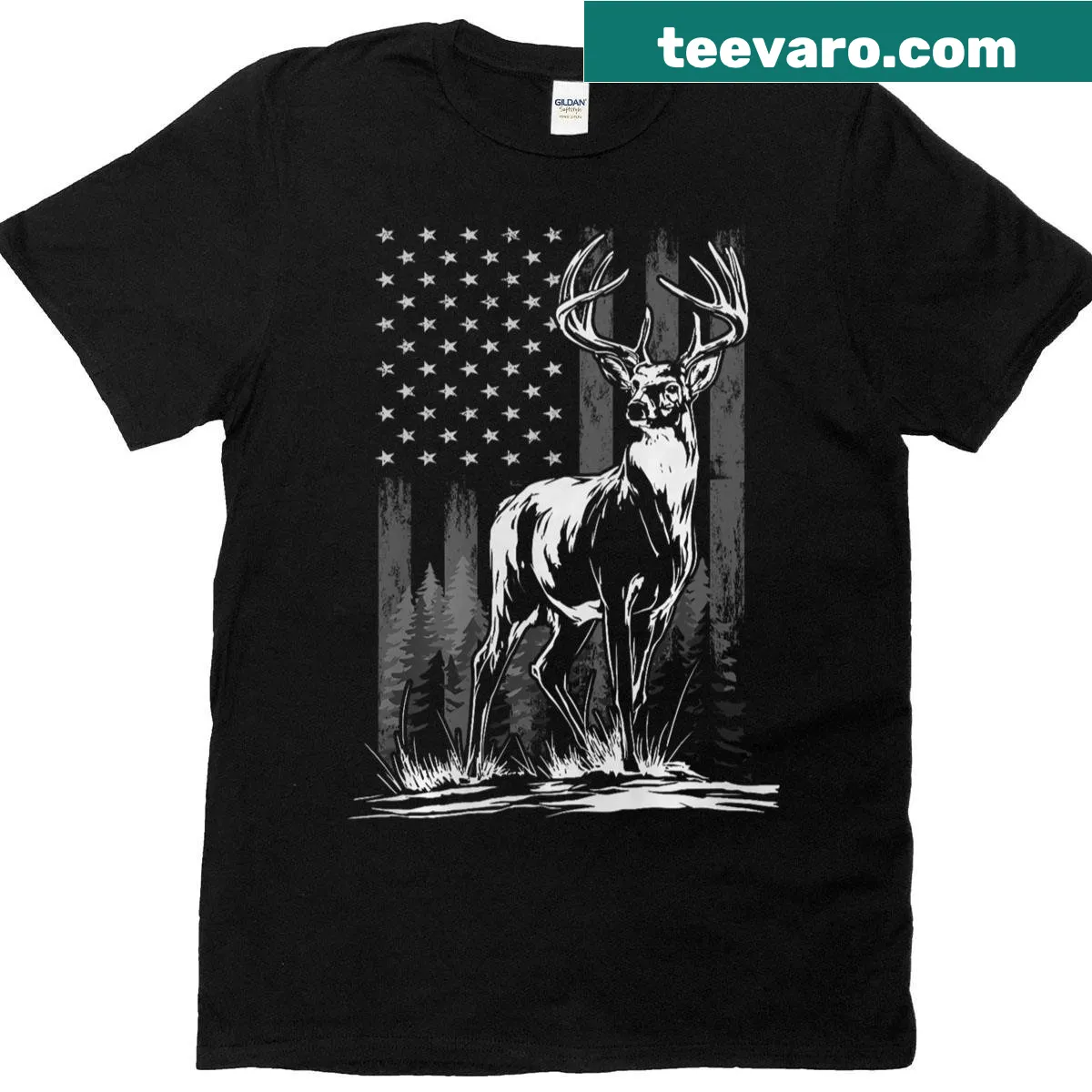 Vintage distressed whitetail buck hunting t-shirt — on a men's t-shirt