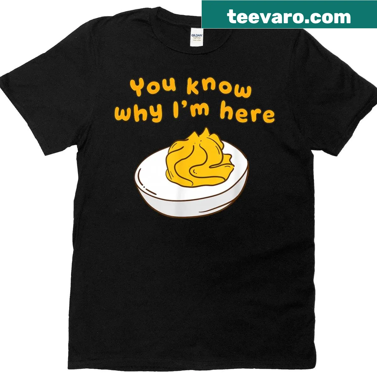 Thanksgiving T-shirt with deviled eggs humorous quote — on a men's t-shirt