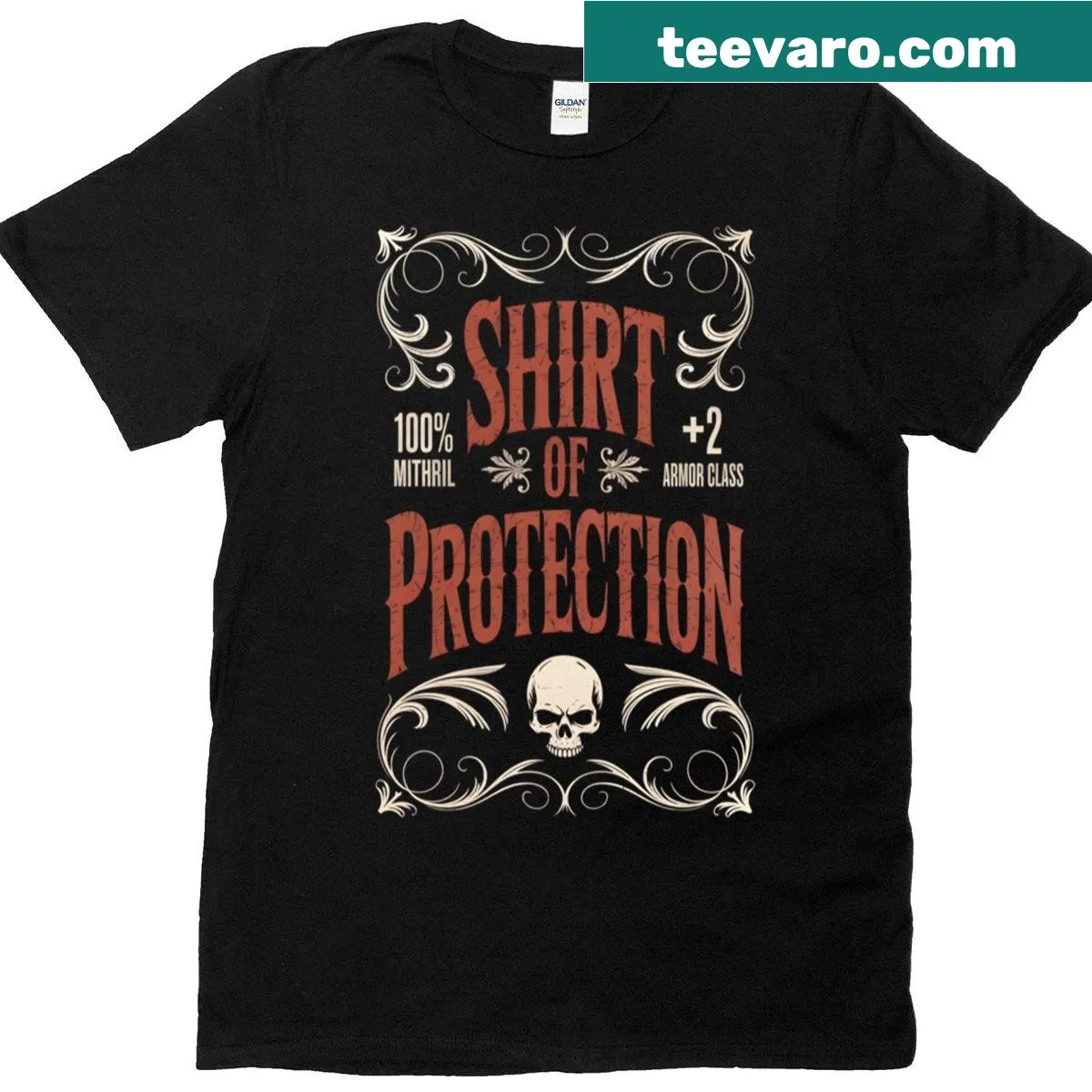 Dungeons and Dragons magic items protection T-shirt — on a men's t-shirt