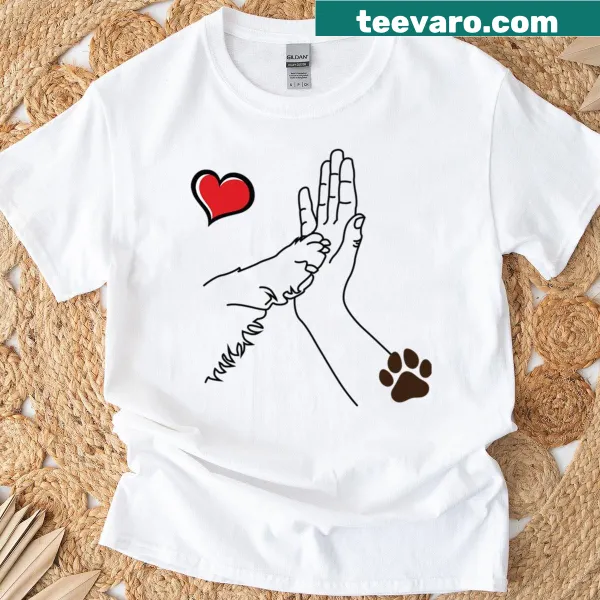 Cartoon dog giving a high five on a t-shirt