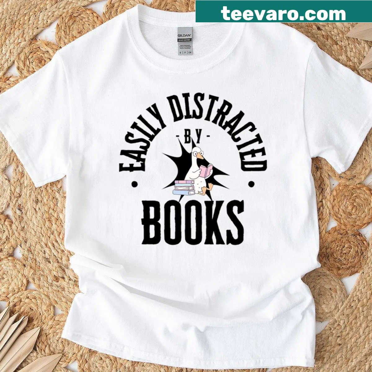 T-shirt with the slogan Easily Distracted By Books — on a men's t-shirt