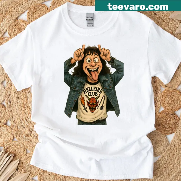 Vintage-style shirt featuring the Hellfire Club from Stranger Things