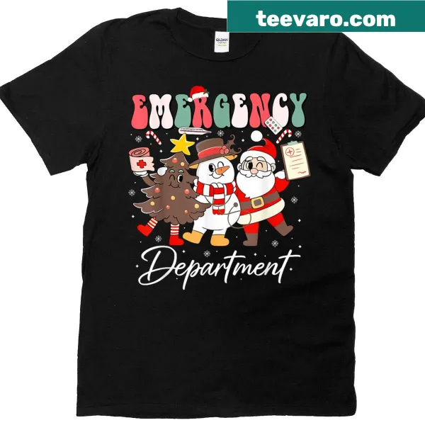 Emergency room nurse t-shirt with holiday-themed graphic