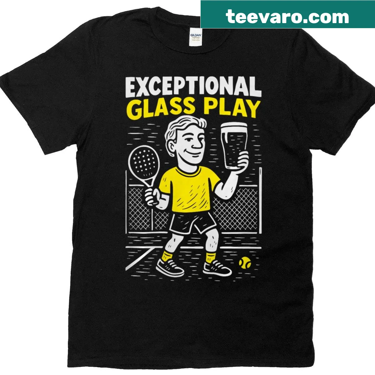 Funny padel-themed graphic on a T-shirt — on a men's t-shirt
