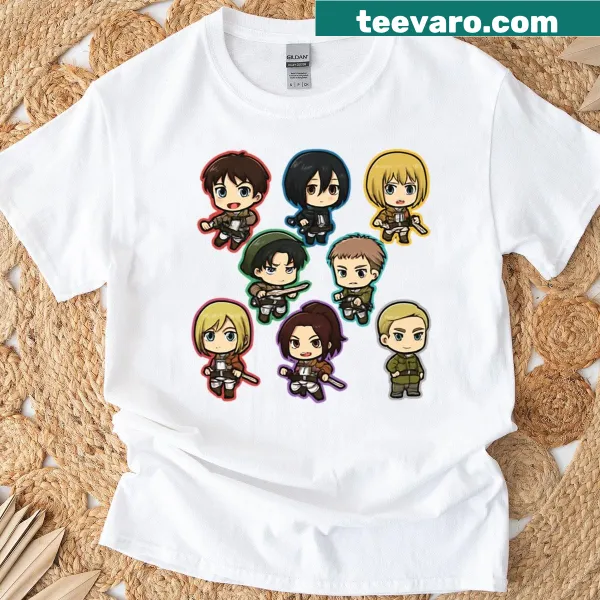 Chibi design of a female titan on T-shirt