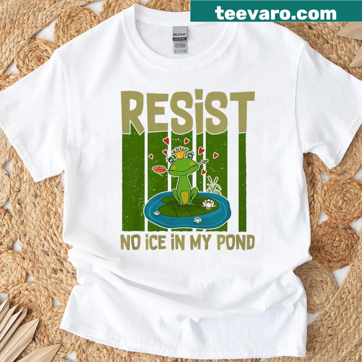 Frog protest design with text 'No Kings' on T-shirt — on a men's t-shirt