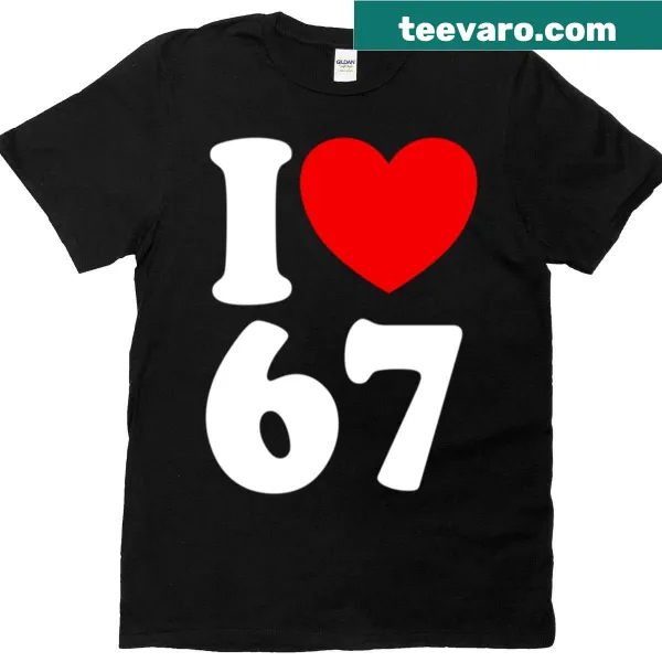 Playful graphic of numbers 6 and 7 with text I Heart 6 7