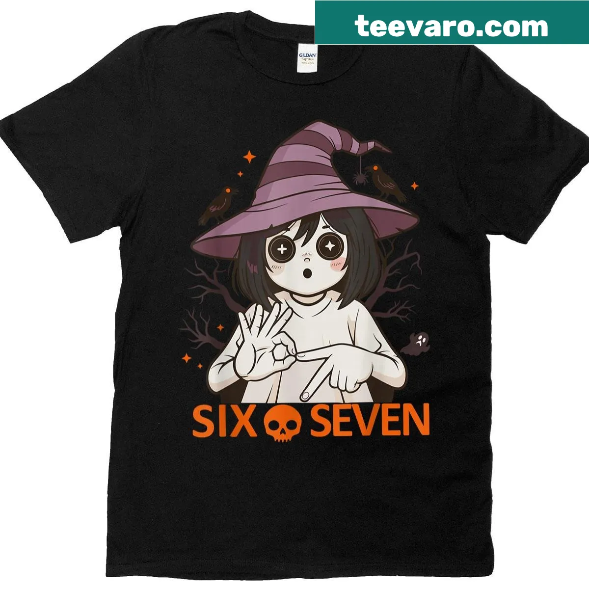 Cute Halloween t-shirt with a witch meme graphic — on a men's t-shirt