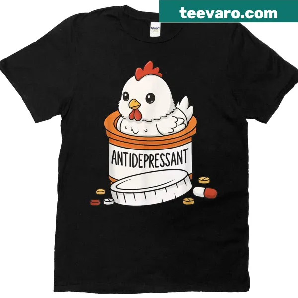 Funny chicken graphic t-shirt for kids with humor about happiness
