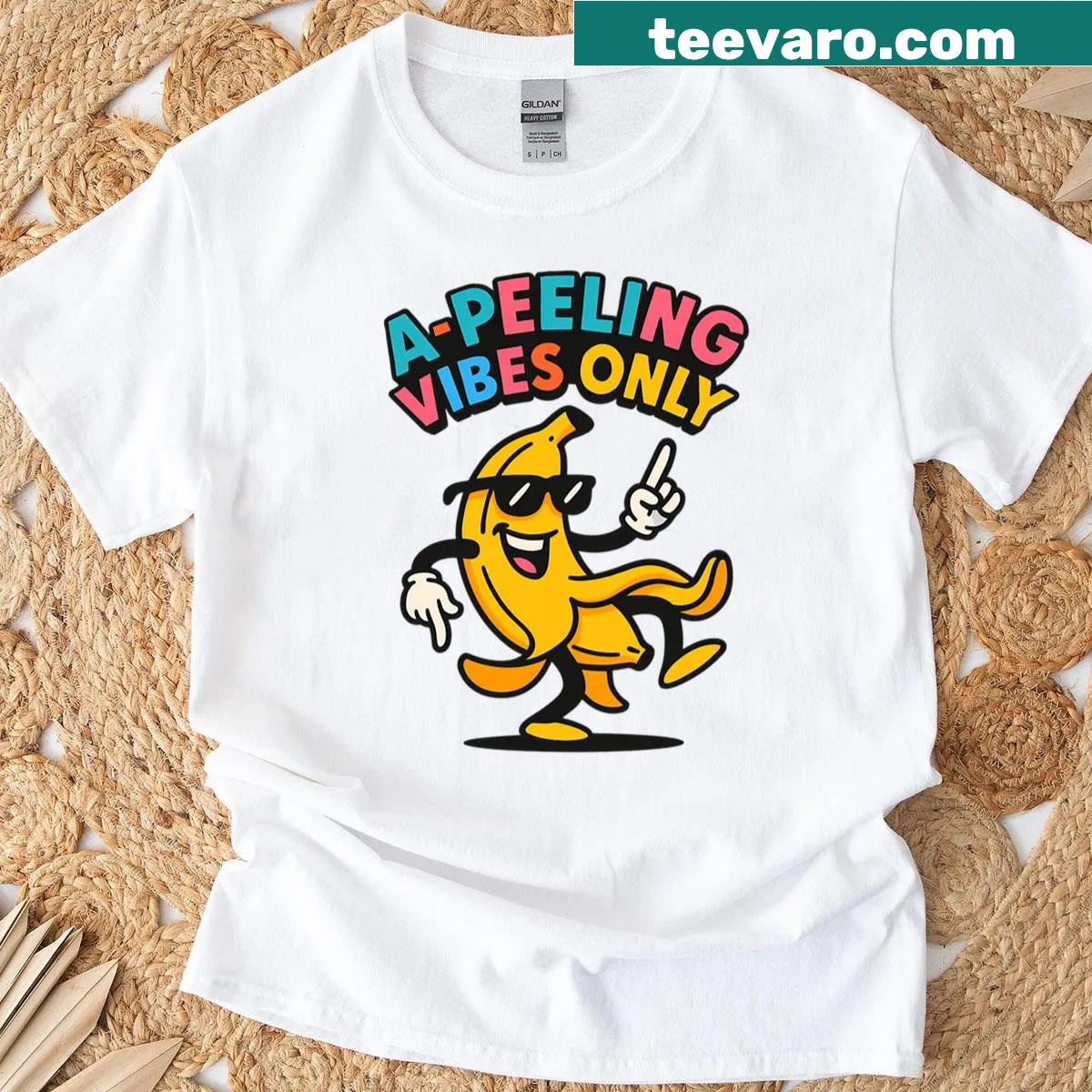 Cartoon dancing banana pop art summer t-shirt — on a men's t-shirt