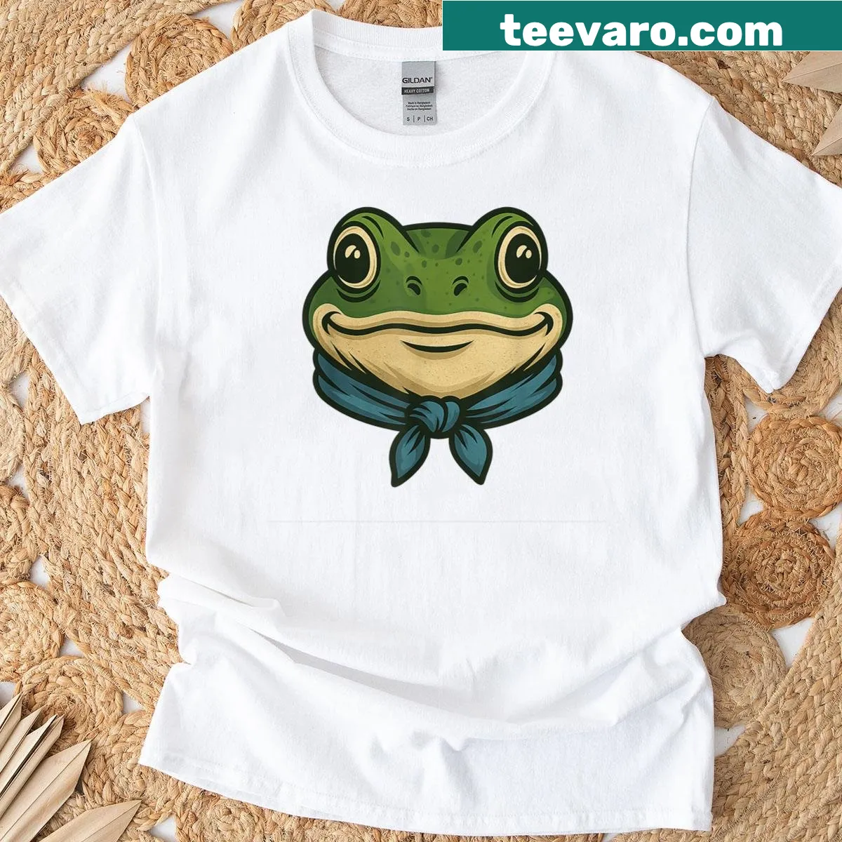 Humorous frog graphic t-shirt for men and women — on a men's t-shirt
