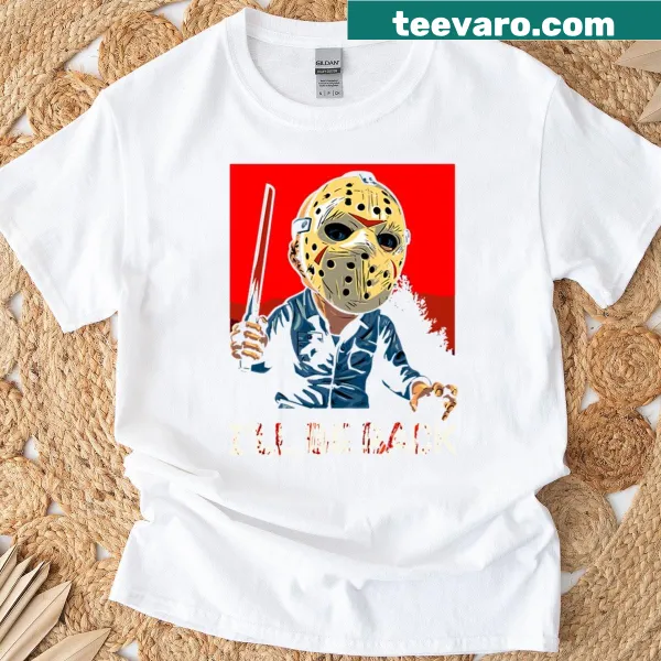 Horror-themed T-shirt with a humorous 'I'll Be Back' text design