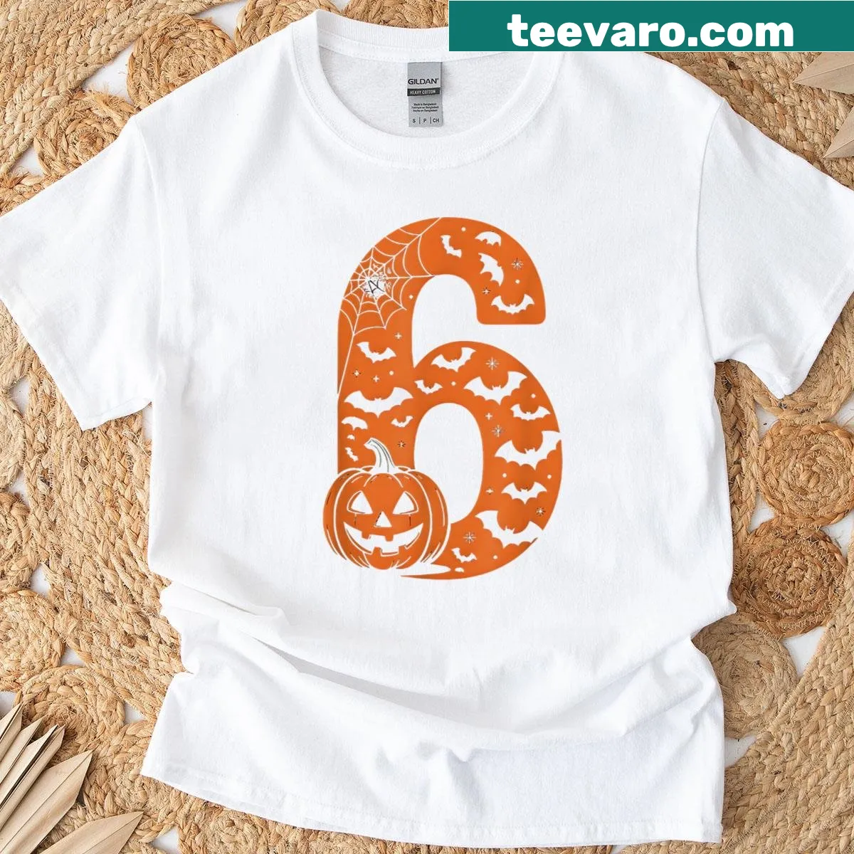 Funny Halloween T-shirt with meme design featuring numbers 6 and 7 — on a men's t-shirt