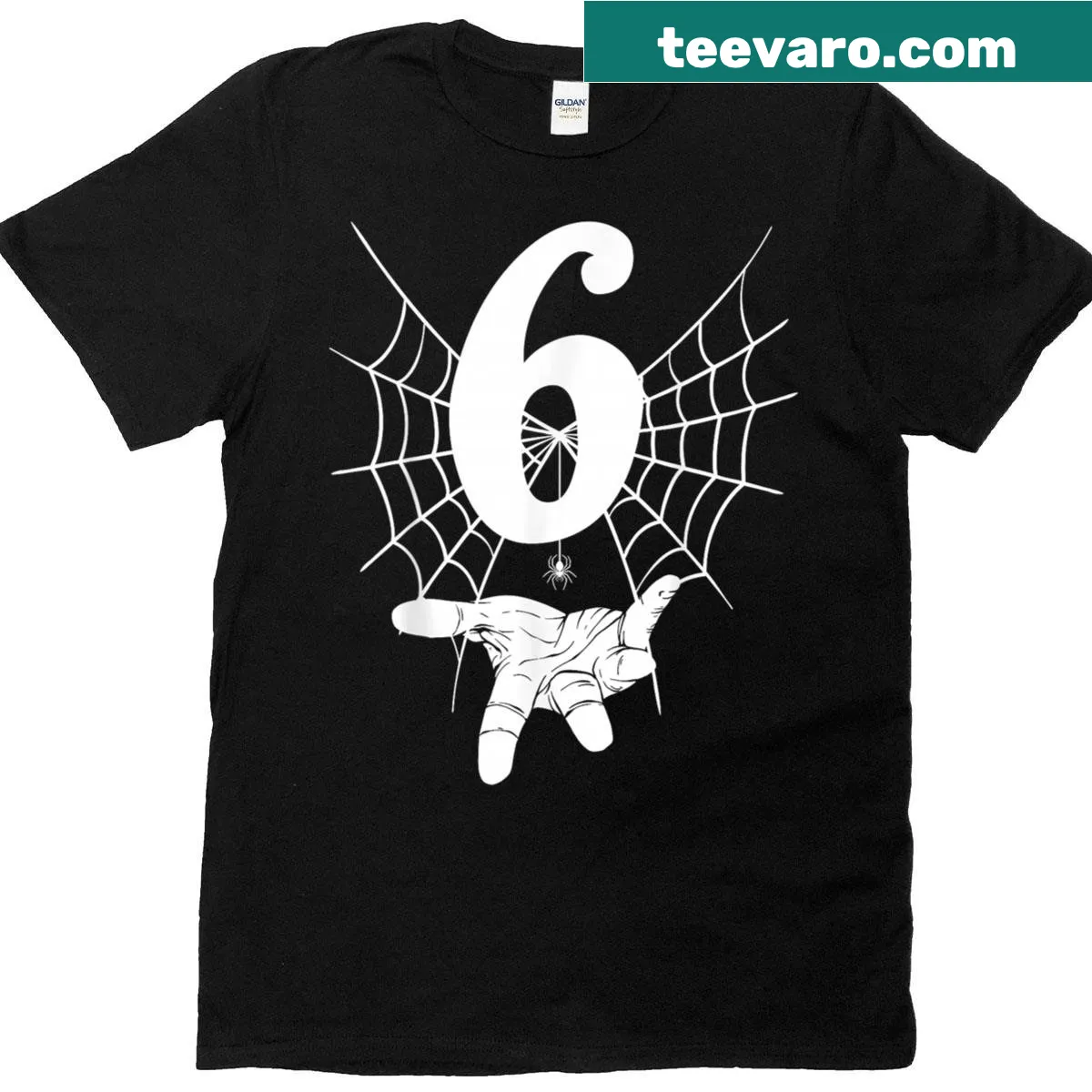 Funny Halloween costume meme T-shirt featuring the number 6 and 7 — on a men's t-shirt