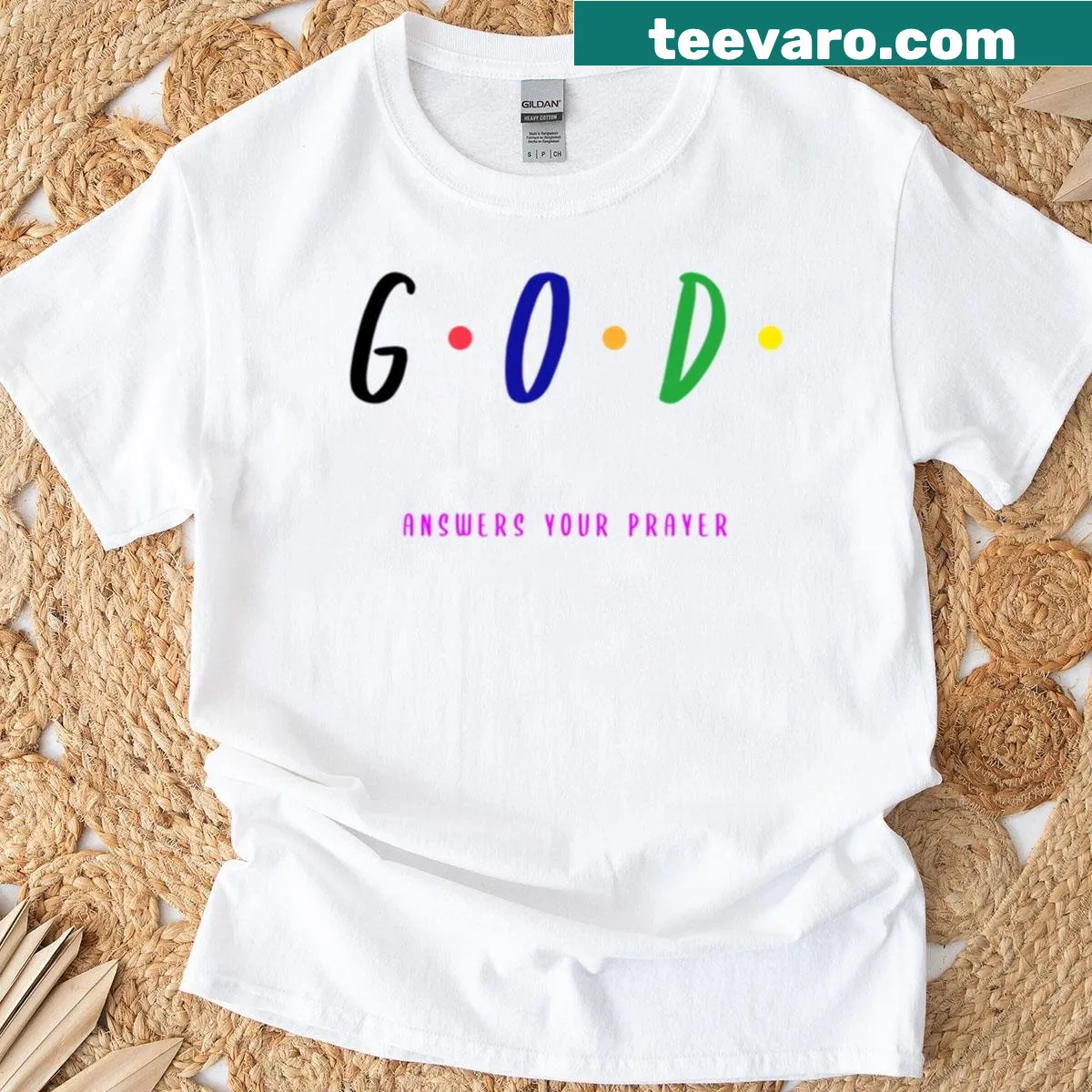 Inspirational T-shirt with the message 'God Answers Your Prayer' — on a men's t-shirt