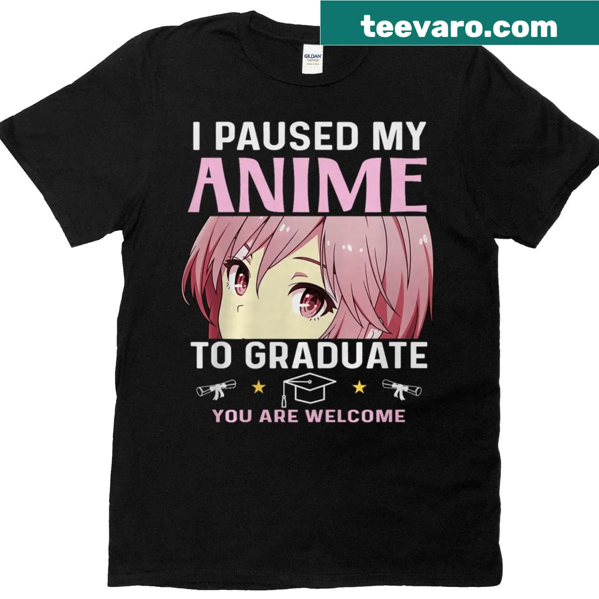 Anime-themed graduation t-shirt for middle school girls. — on a men's t-shirt