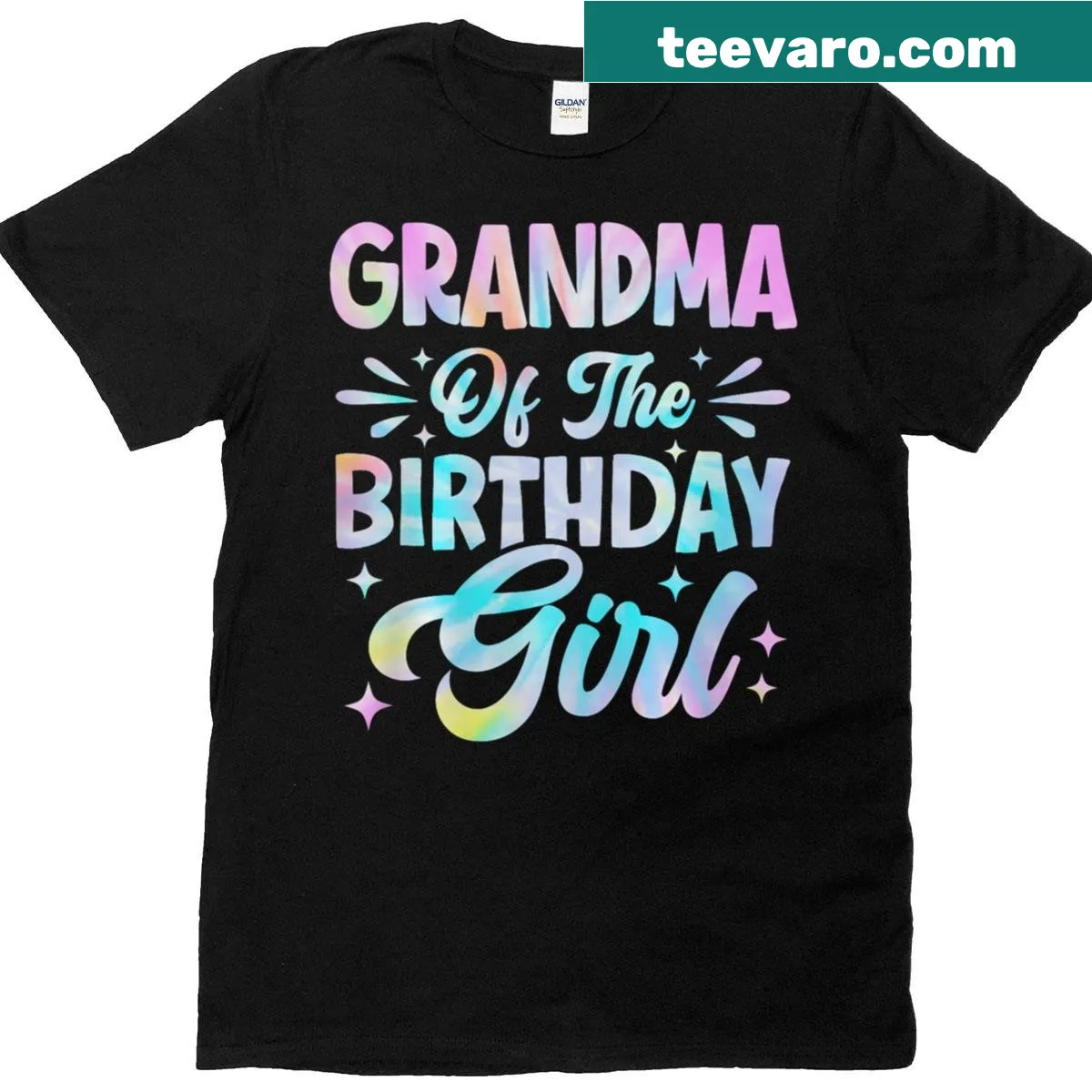 Birthday-themed T-shirt for grandmas with tie dye design — on a men's t-shirt