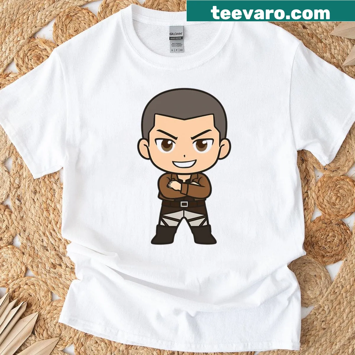 Cute Chibi soldier design T-shirt — on a men's t-shirt