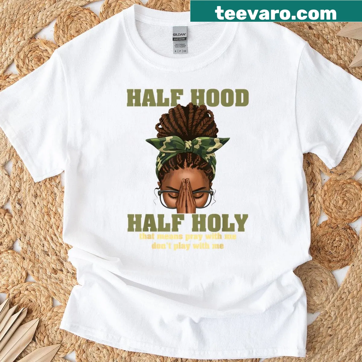 Inspirational African Afro Christian-themed T-shirt for women — on a men's t-shirt