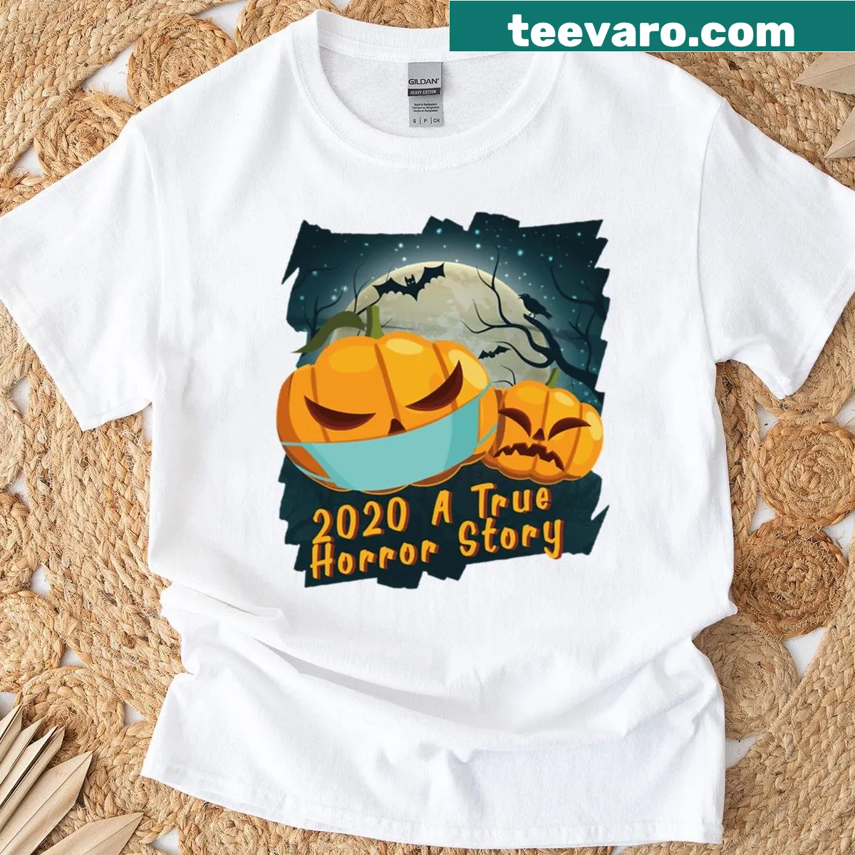 Funny Halloween T-shirt referencing 2020 events — on a men's t-shirt