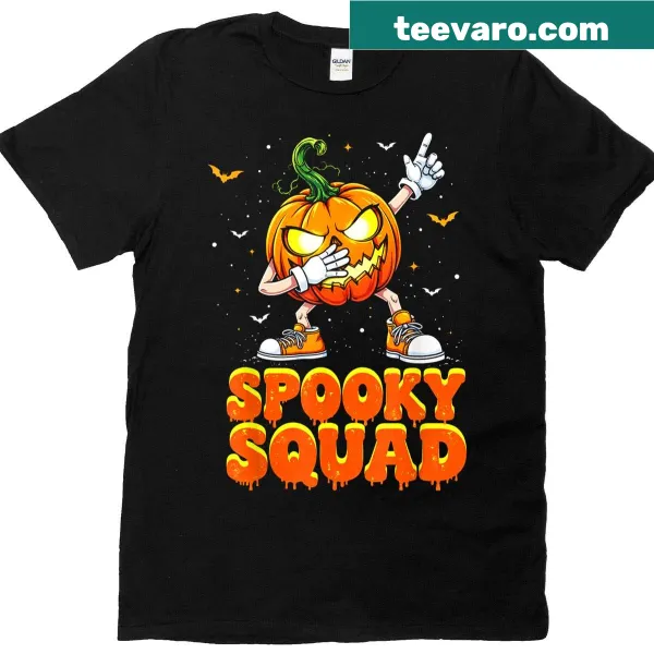 Family Halloween T-shirt featuring a dabbing pumpkin design