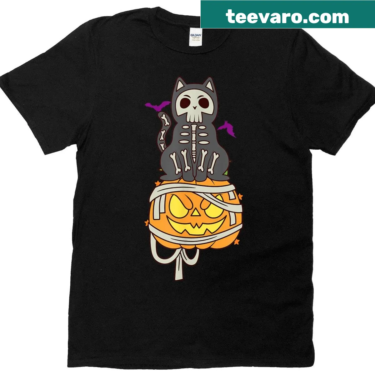Bold black pumpkin graphic T-shirt for Halloween — on a men's t-shirt