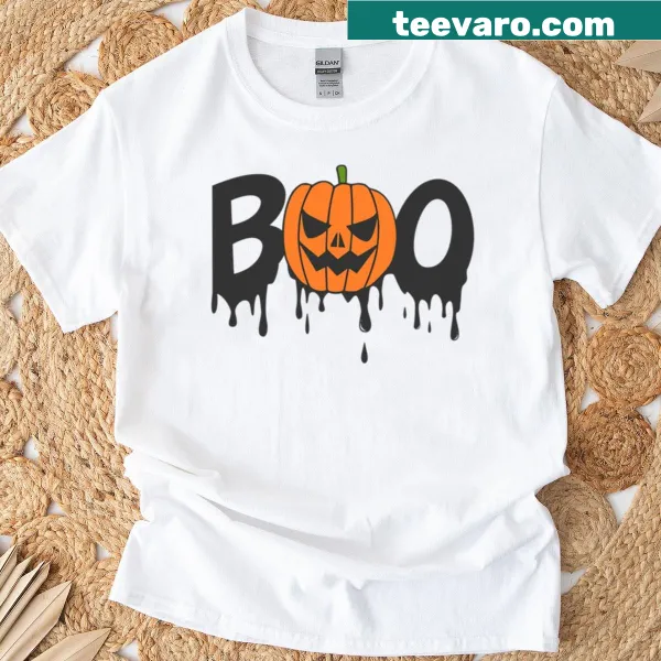 Halloween t-shirt with bold 'Boo!' typography
