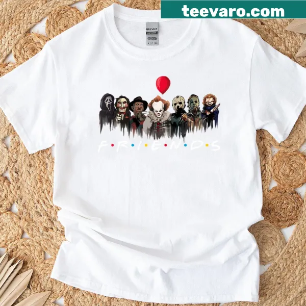 T-shirt featuring horror movie killer's friends graphic