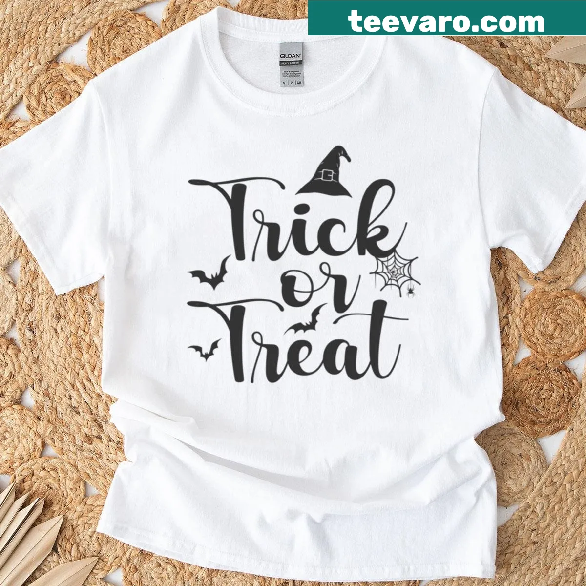 Oversized Halloween Trick or Treat T-shirt with bold typography — on a men's t-shirt